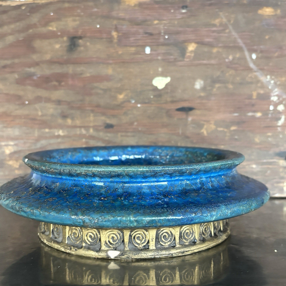 Vtg Bitossi Aldo Londi Rimini Blu Ashtray Rosenthal Netter Italy MCM Pottery 8"